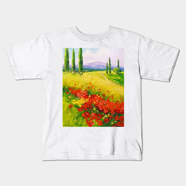 Poppies Kids T-Shirt by OLHADARCHUKART